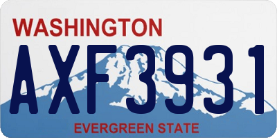 WA license plate AXF3931