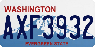 WA license plate AXF3932