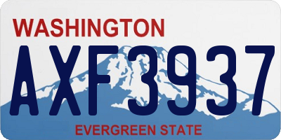 WA license plate AXF3937