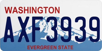 WA license plate AXF3939
