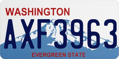 WA license plate AXF3963