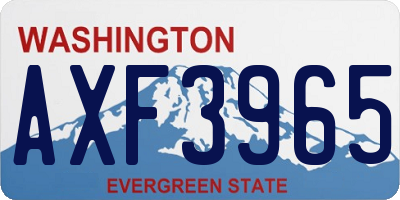 WA license plate AXF3965