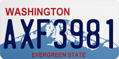 WA license plate AXF3981