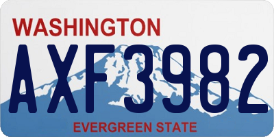 WA license plate AXF3982