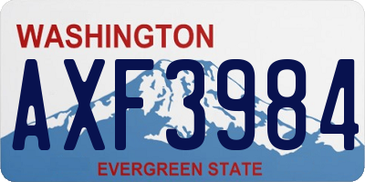 WA license plate AXF3984