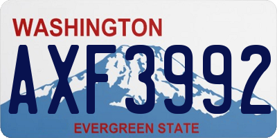 WA license plate AXF3992