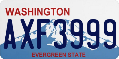 WA license plate AXF3999