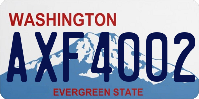 WA license plate AXF4002