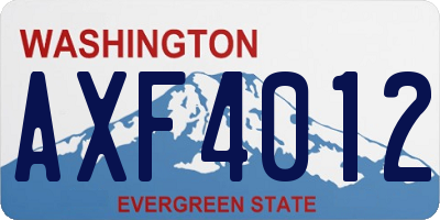 WA license plate AXF4012