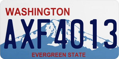 WA license plate AXF4013