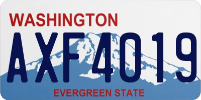 WA license plate AXF4019