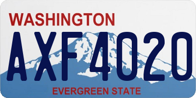 WA license plate AXF4020