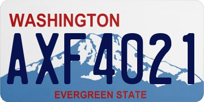 WA license plate AXF4021