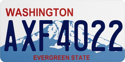 WA license plate AXF4022