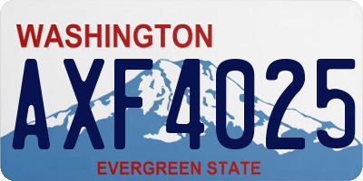 WA license plate AXF4025