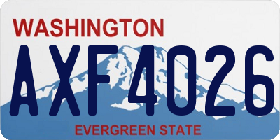 WA license plate AXF4026
