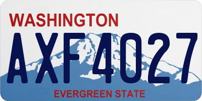 WA license plate AXF4027