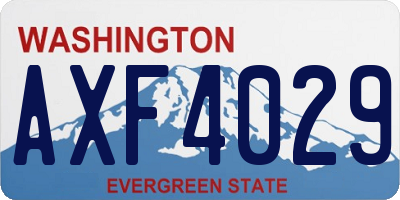 WA license plate AXF4029