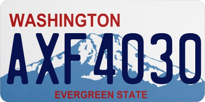 WA license plate AXF4030