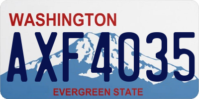 WA license plate AXF4035