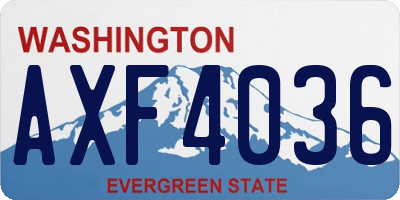 WA license plate AXF4036