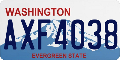 WA license plate AXF4038