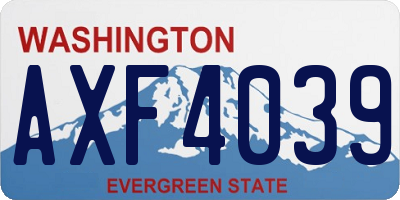 WA license plate AXF4039
