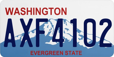 WA license plate AXF4102