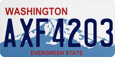 WA license plate AXF4203