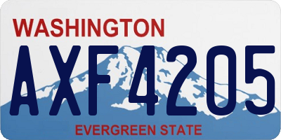 WA license plate AXF4205