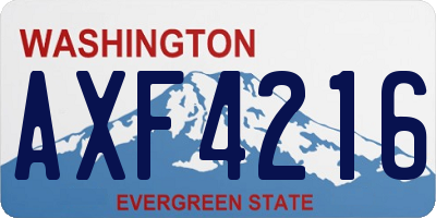 WA license plate AXF4216
