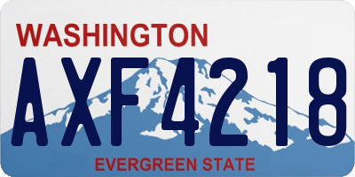WA license plate AXF4218