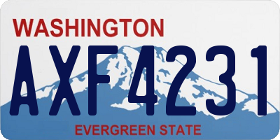WA license plate AXF4231