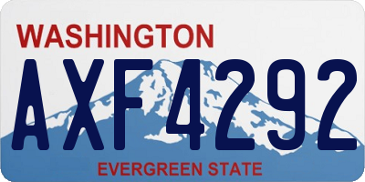WA license plate AXF4292