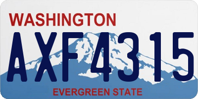 WA license plate AXF4315