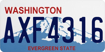 WA license plate AXF4316