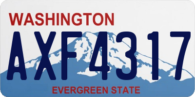 WA license plate AXF4317