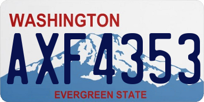 WA license plate AXF4353