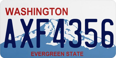 WA license plate AXF4356