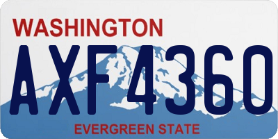 WA license plate AXF4360