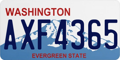 WA license plate AXF4365