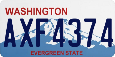 WA license plate AXF4374