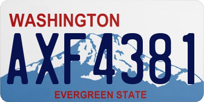 WA license plate AXF4381