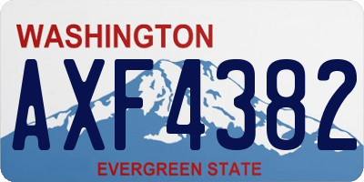 WA license plate AXF4382