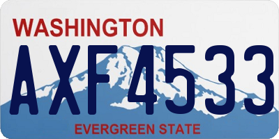 WA license plate AXF4533