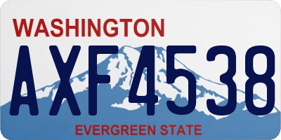 WA license plate AXF4538