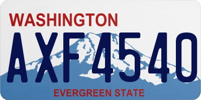 WA license plate AXF4540