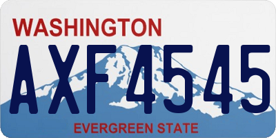 WA license plate AXF4545