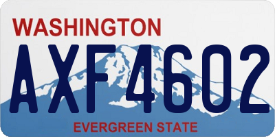 WA license plate AXF4602