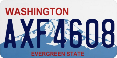 WA license plate AXF4608